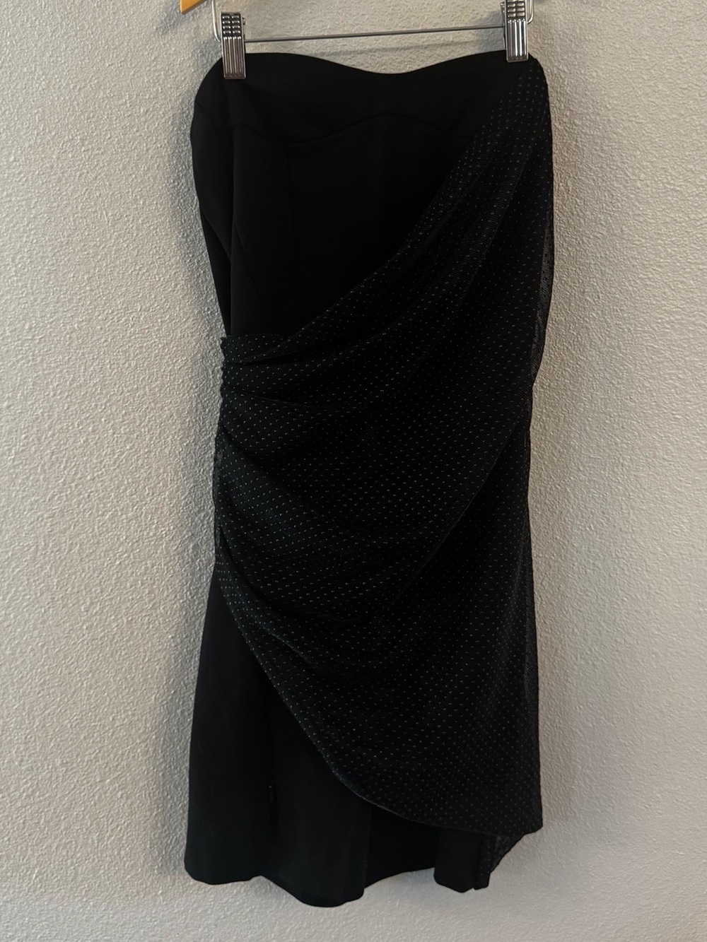Topshop Black Pencil Skirt with Draped Sheer Dot Overlay